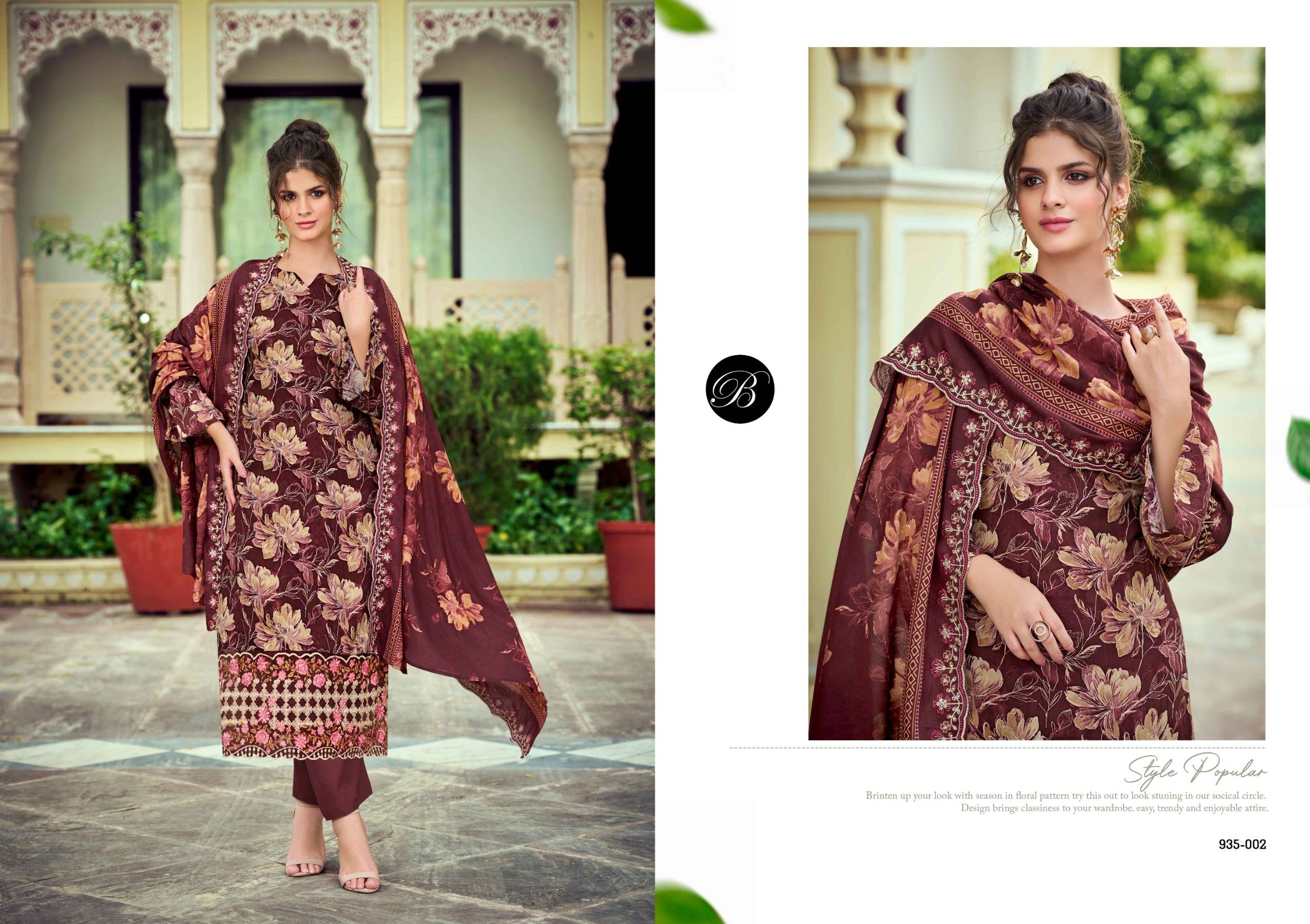 SANJEEDA By Belliza 935-001 To 935-006 Series Designer Suits pure viscose  Dresses At Wholesale Price